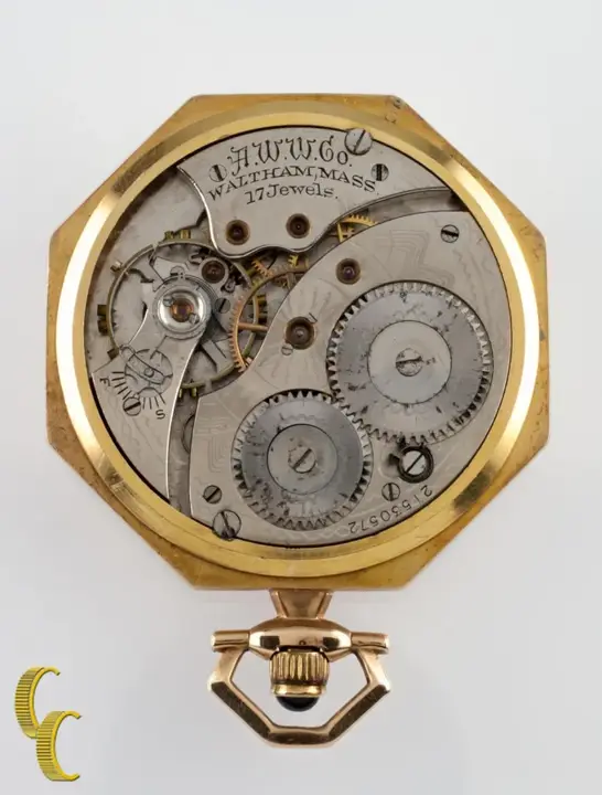 Waltham Octagon14 Karat Pocket Watch Jewel – 1917 — عکس ۲ از رکورد آرشیو WatchMuseum