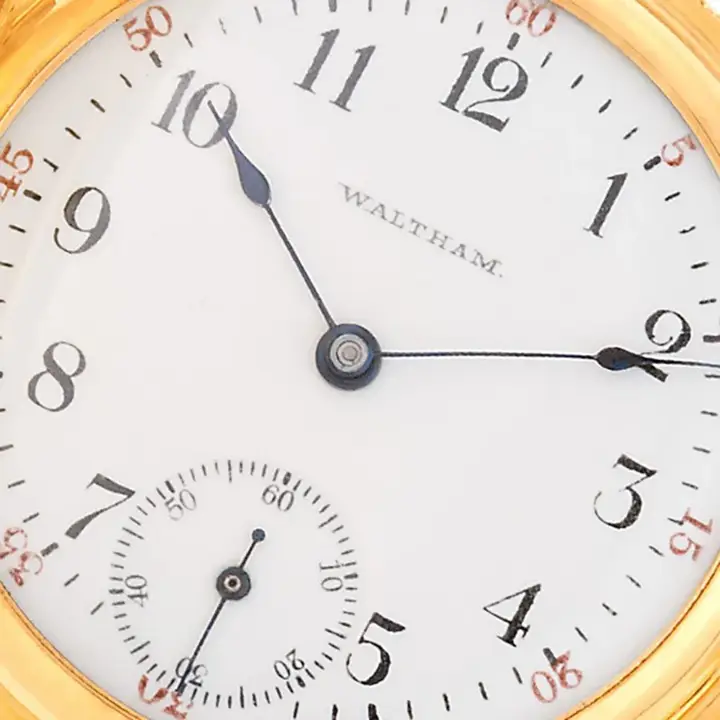 Waltham Pocket Watch 14k Yellow Gold White Porcelain Dial – 1900 — عکس ۲ از رکورد آرشیو WatchMuseum